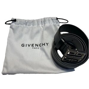 Givenchy Black Belt with Silver Buckle